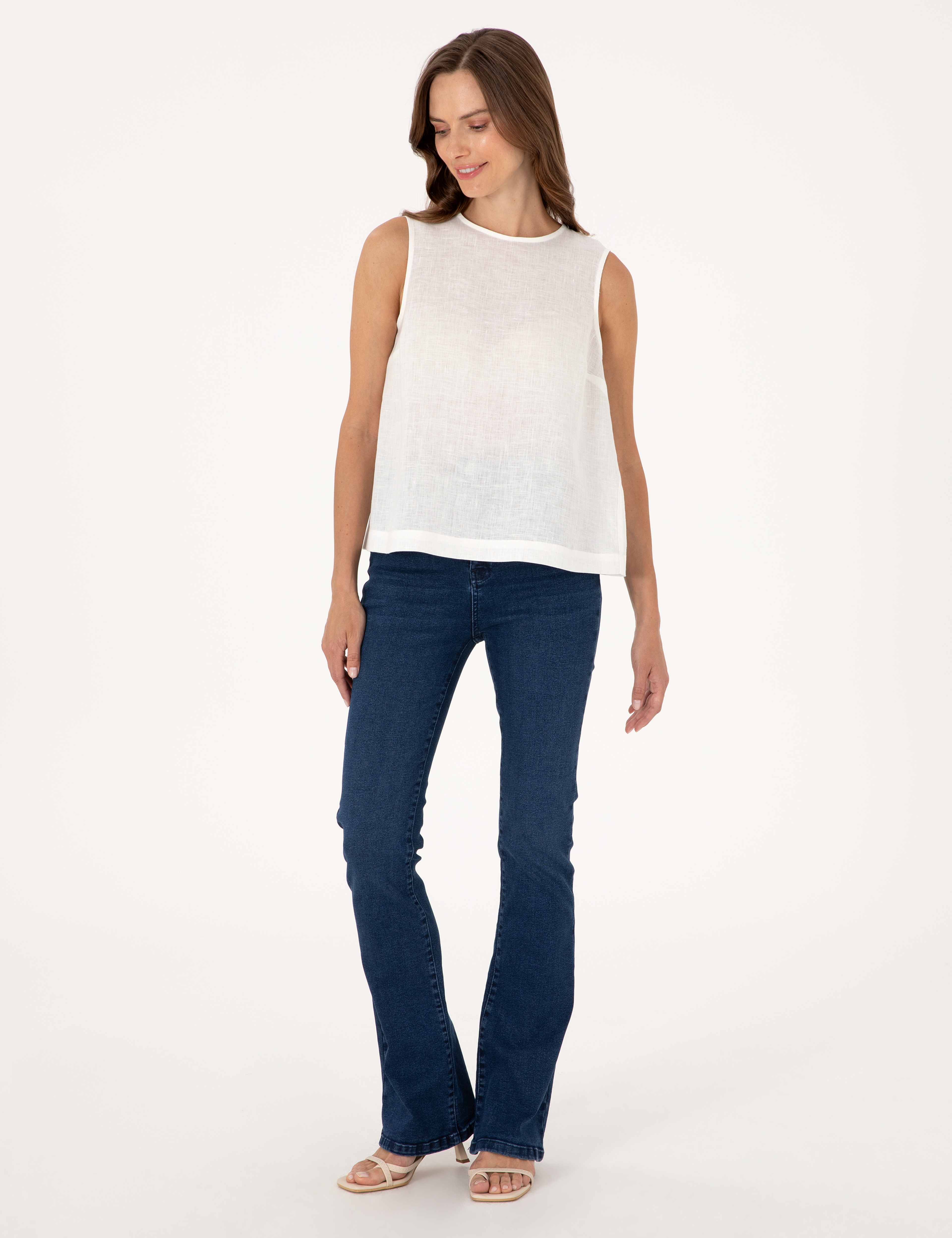 Lacivert Skinny Flare Fit Jean Pantolon - Image 3