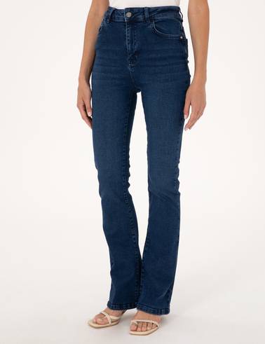 Lacivert Skinny Flare Fit Jean Pantolon