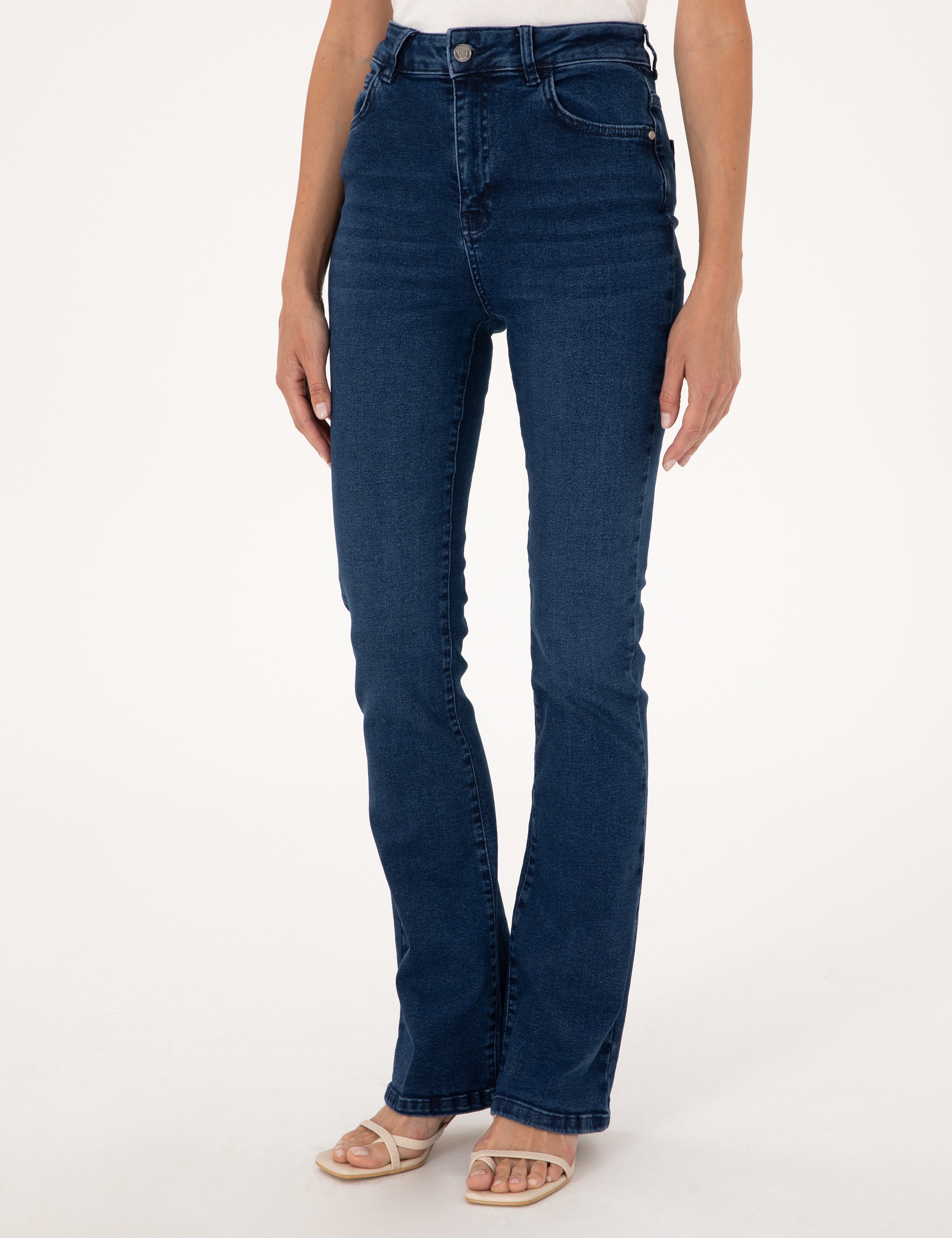 Lacivert Skinny Flare Fit Jean Pantolon - Image 2