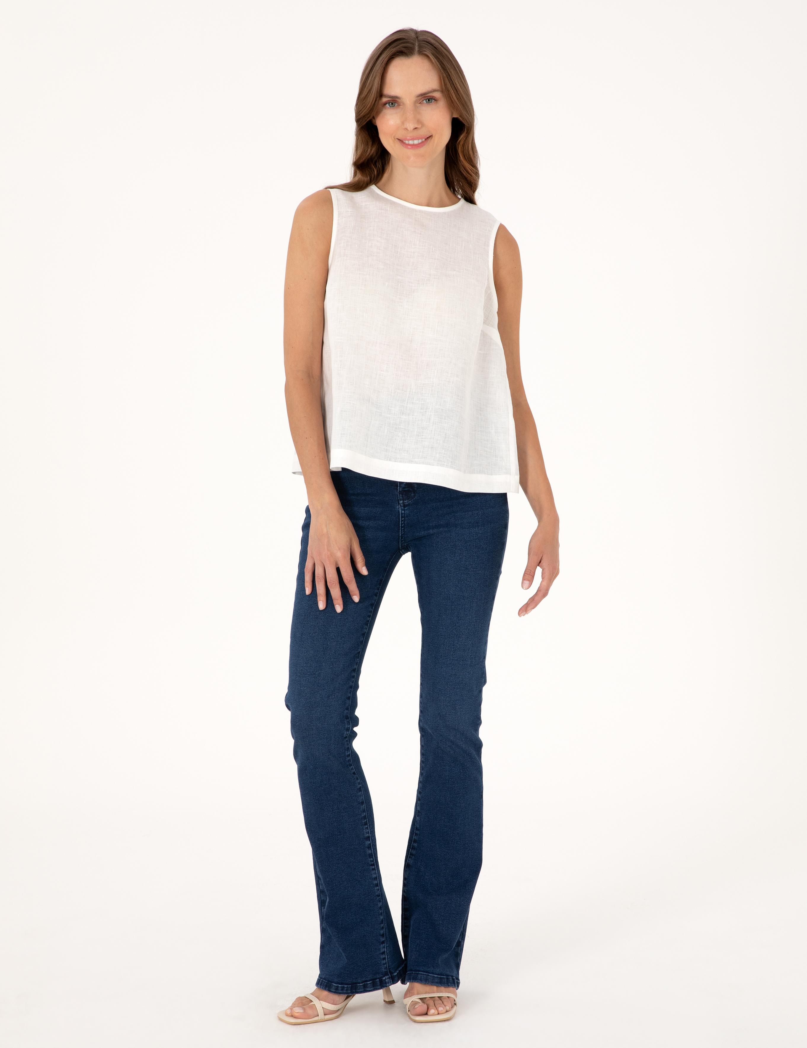 Lacivert Skinny Flare Fit Jean Pantolon