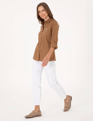 Camel Slim Fit Uzun Kollu Gömlek
