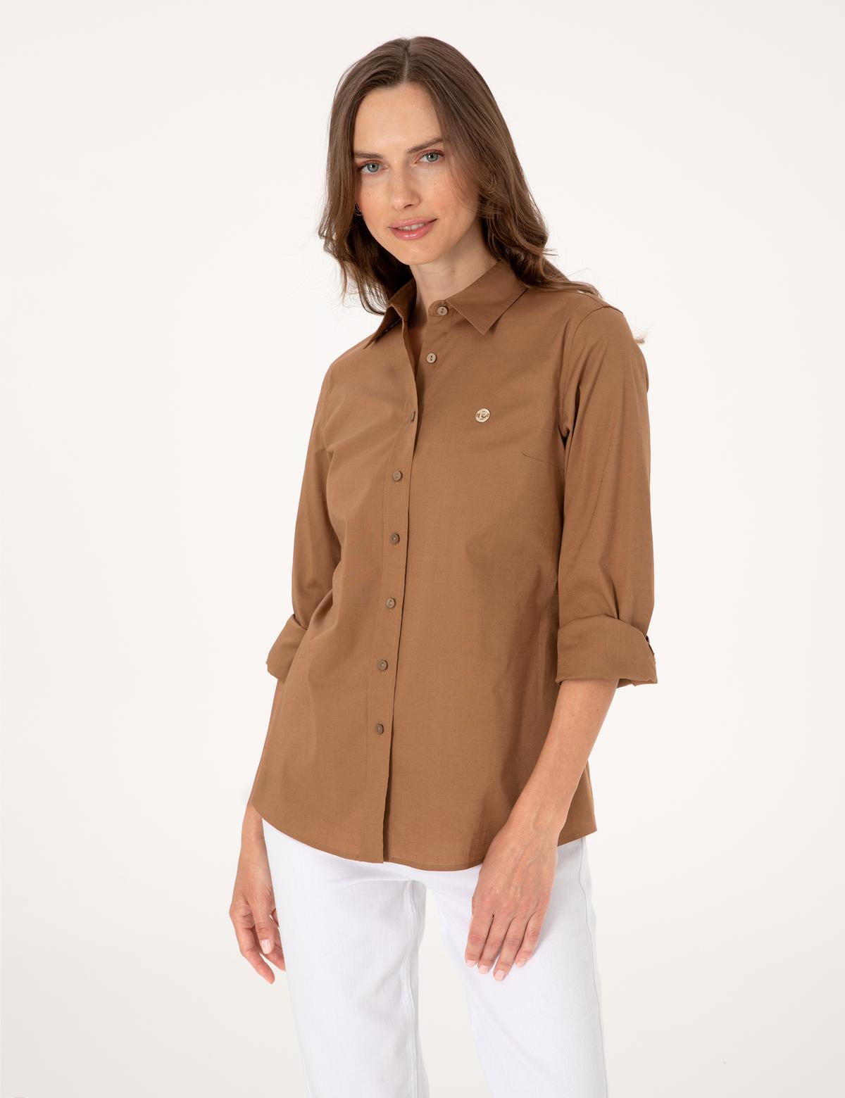 Camel Slim Fit Uzun Kollu Gömlek