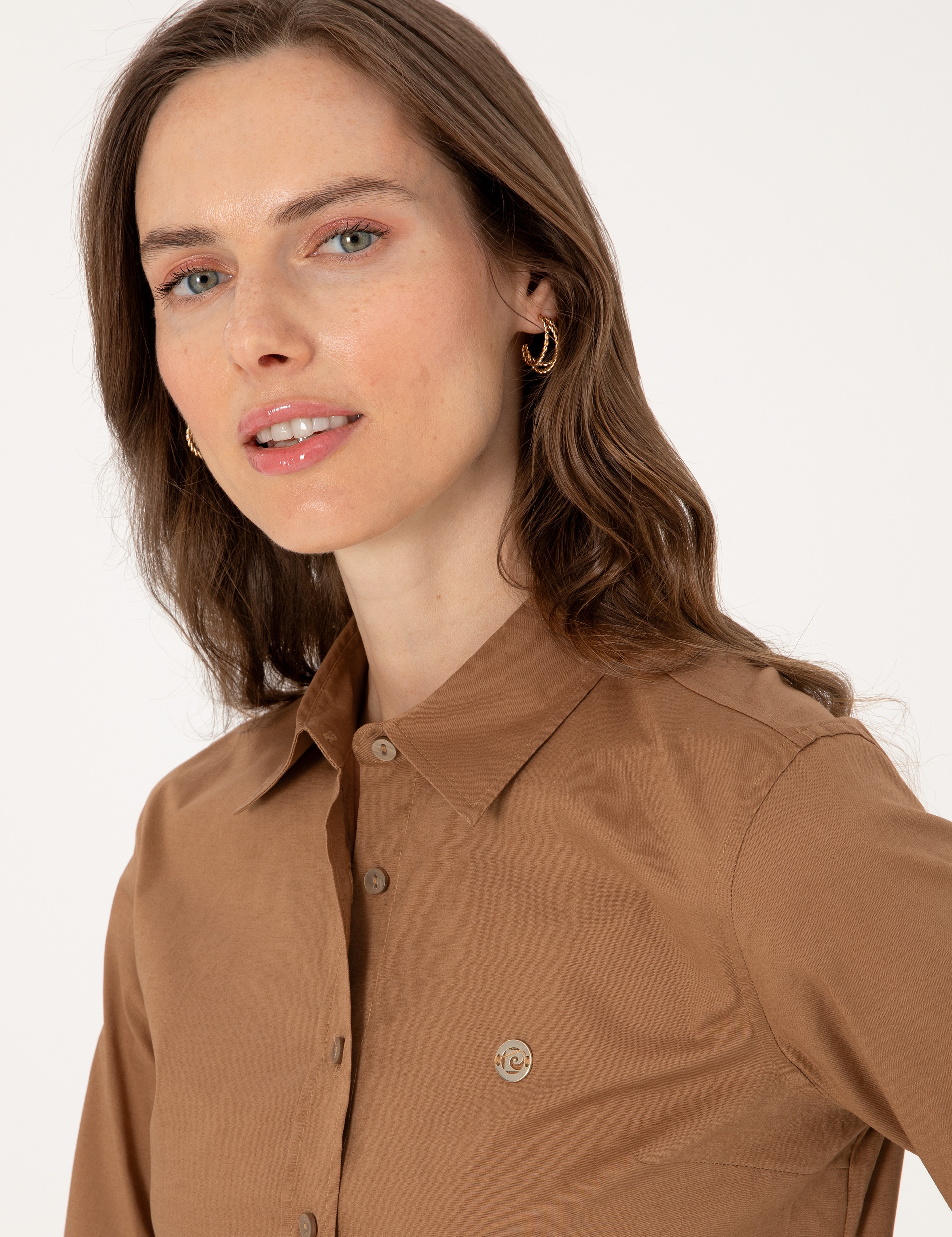 Camel Slim Fit Uzun Kollu Gömlek - Image 2