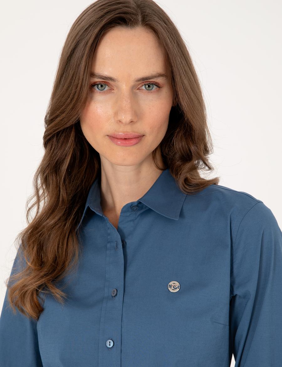 Açık İndigo Slim Fit Uzun Kollu Gömlek