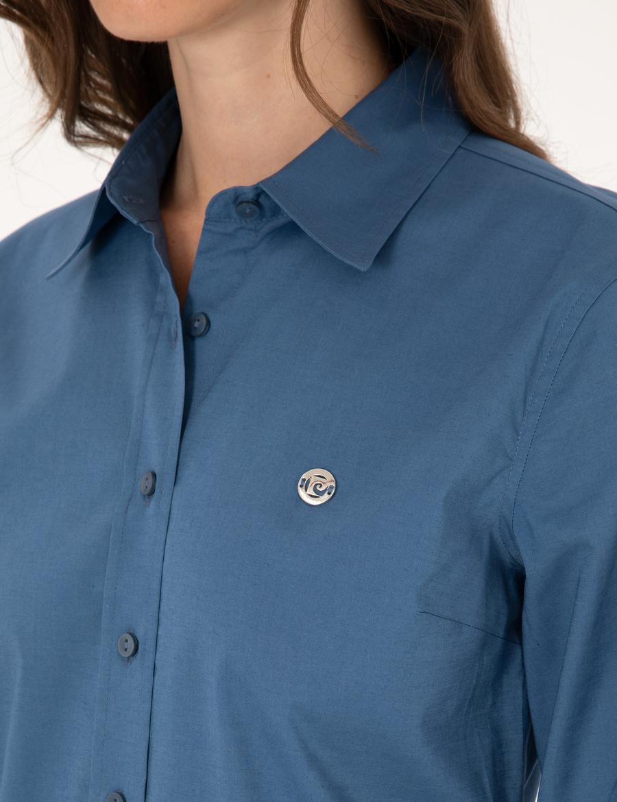 Açık İndigo Slim Fit Uzun Kollu Gömlek