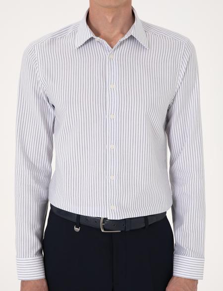 Mavi Slim Fit Çizgili Uzun Kollu Gömlek - 50307135007