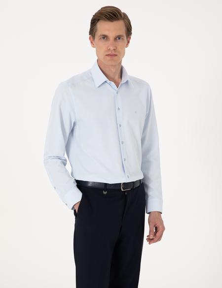 Açık Mavi Slim Fit Uzun Kollu Basic Gömlek - 50316734005