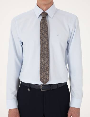 Açık Mavi Slim Fit Uzun Kollu Basic Gömlek