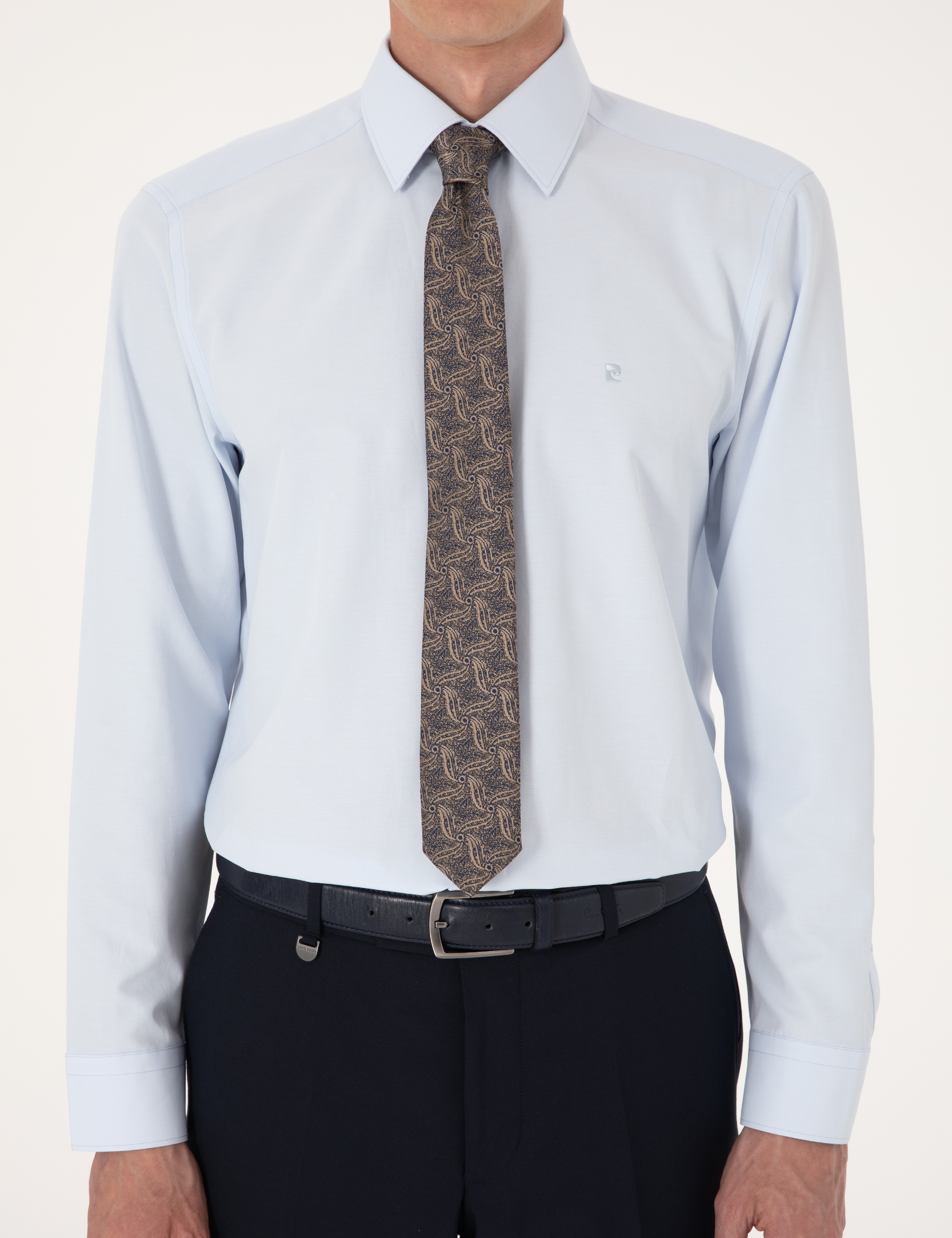 Açık Mavi Slim Fit Uzun Kollu Basic Gömlek