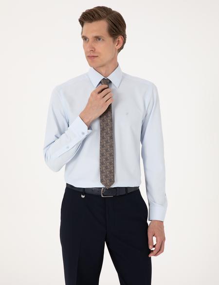 Açık Mavi Slim Fit Uzun Kollu Basic Gömlek - 50316734005