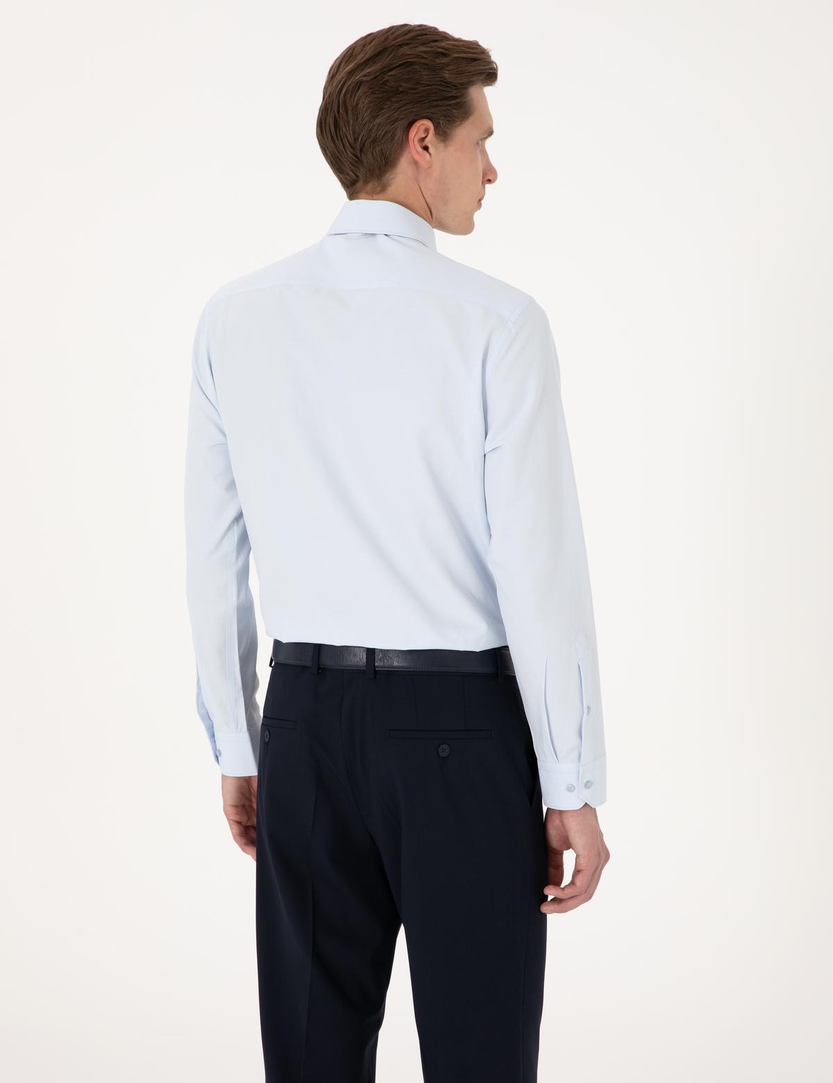 Açık Mavi Slim Fit Uzun Kollu Basic Gömlek - 50316734005