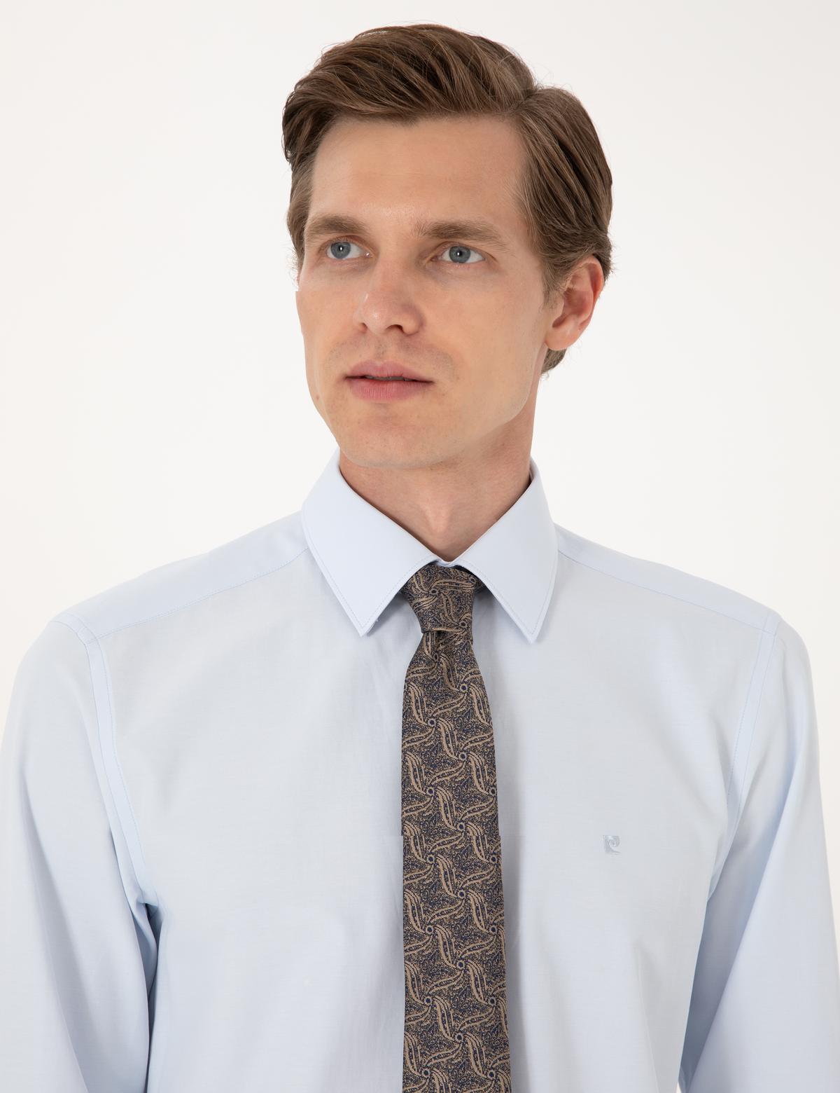 Açık Mavi Slim Fit Uzun Kollu Basic Gömlek - 50316734005