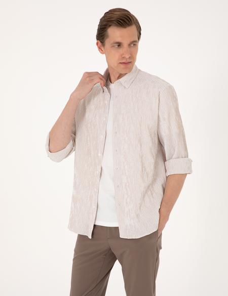 Bej Regular Fit Uzun Kollu Gömlek - 50307084007