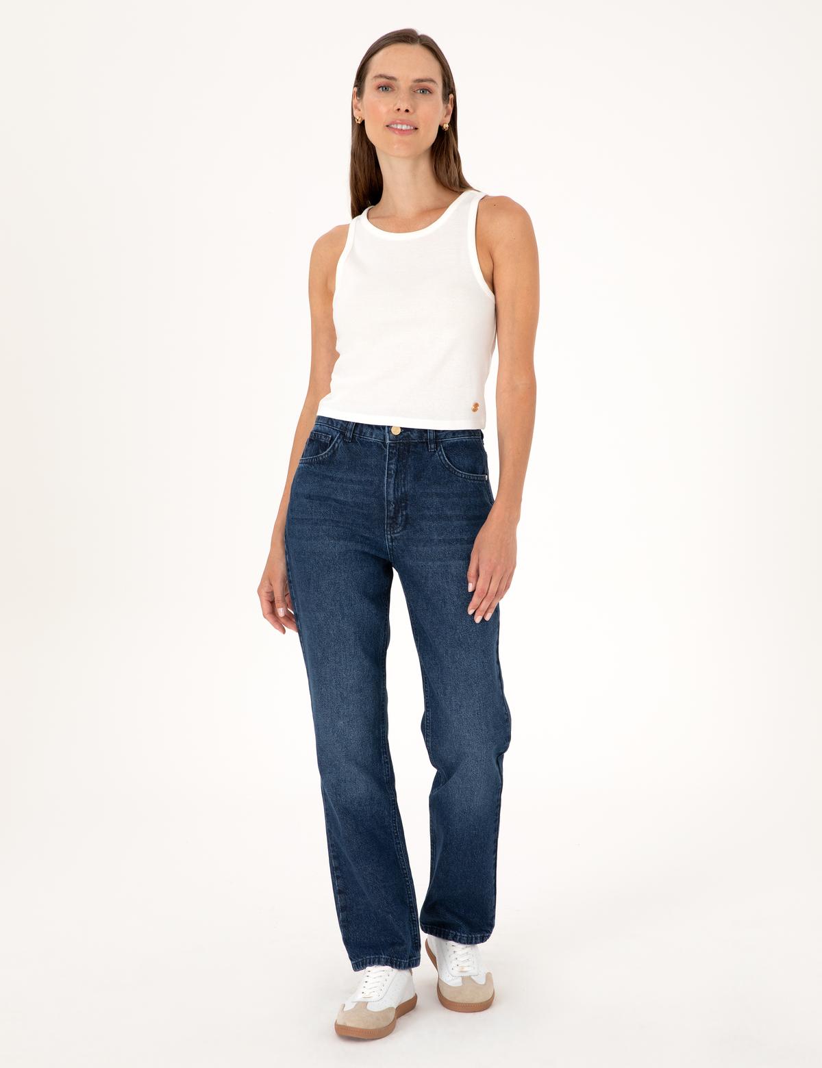 İndigo Straight Fit Jean Pantolon