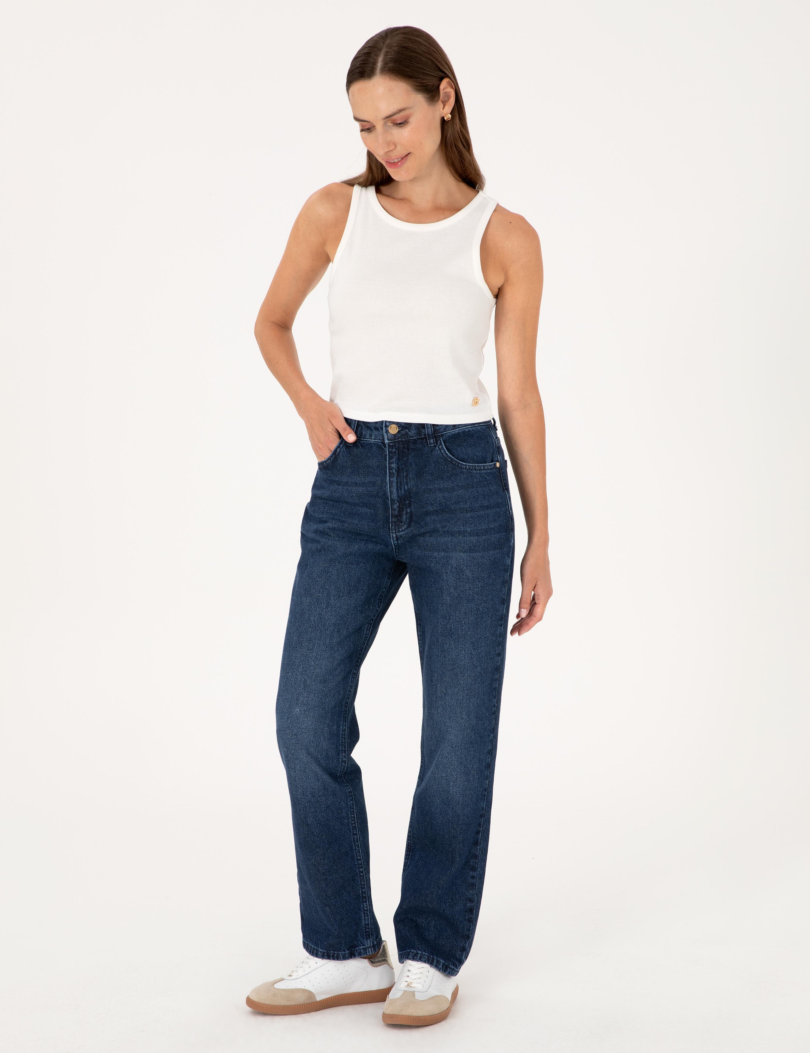 İndigo Straight Fit Jean Pantolon