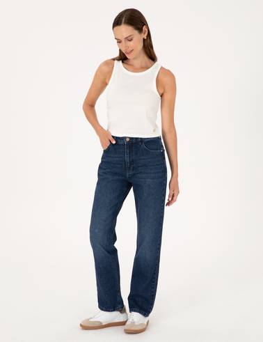 İndigo Straight Fit Jean Pantolon