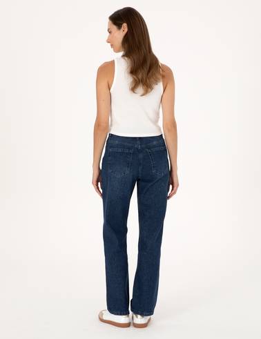 İndigo Straight Fit Jean Pantolon