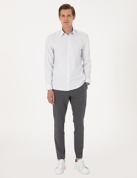 Gri Kareli Slim Fit Uzun Kollu Gömlek - 50307263002