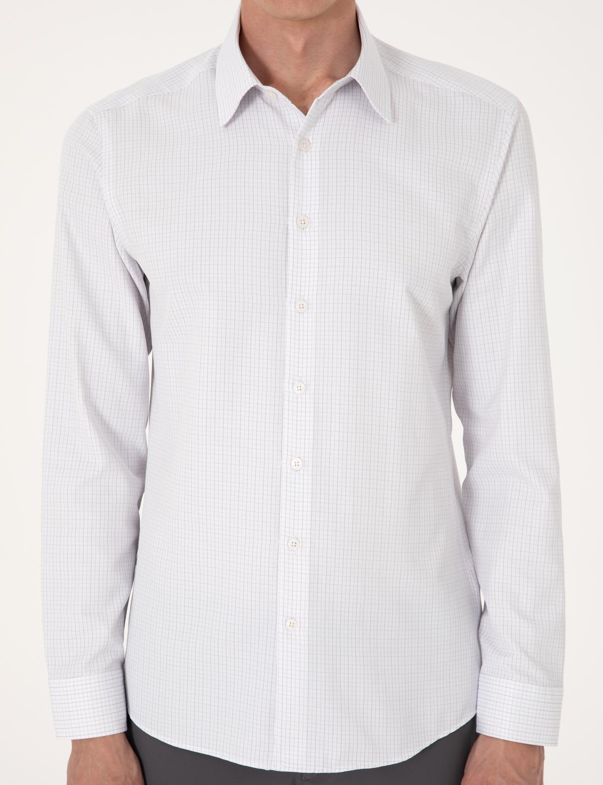 Gri Kareli Slim Fit Uzun Kollu Gömlek - 50307263002