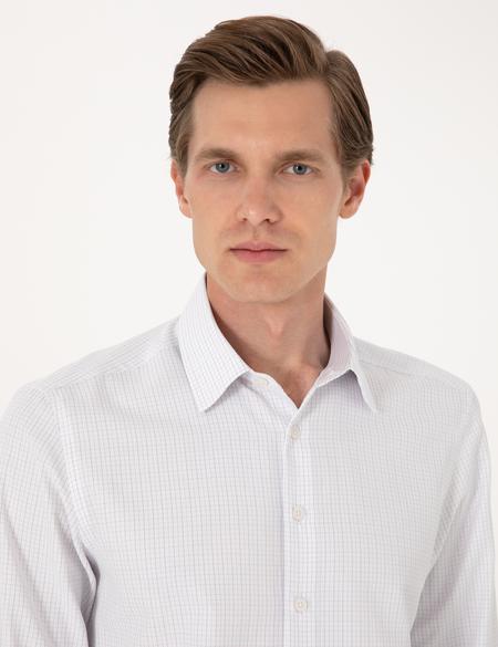 Gri Kareli Slim Fit Uzun Kollu Gömlek - 50307263002