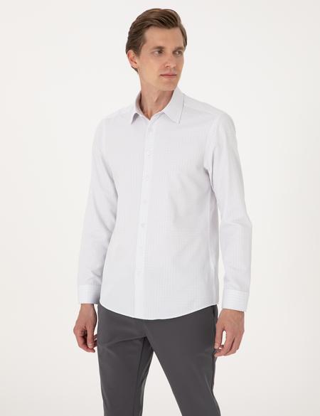 Gri Kareli Slim Fit Uzun Kollu Gömlek - 50307263002
