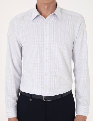 Mavi Kareli Slim Fit Uzun Kollu Gömlek