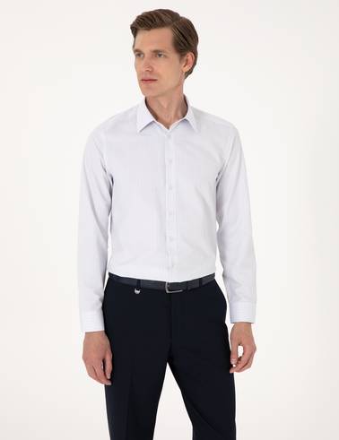 Mavi Kareli Slim Fit Uzun Kollu Gömlek