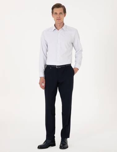 Mavi Kareli Slim Fit Uzun Kollu Gömlek