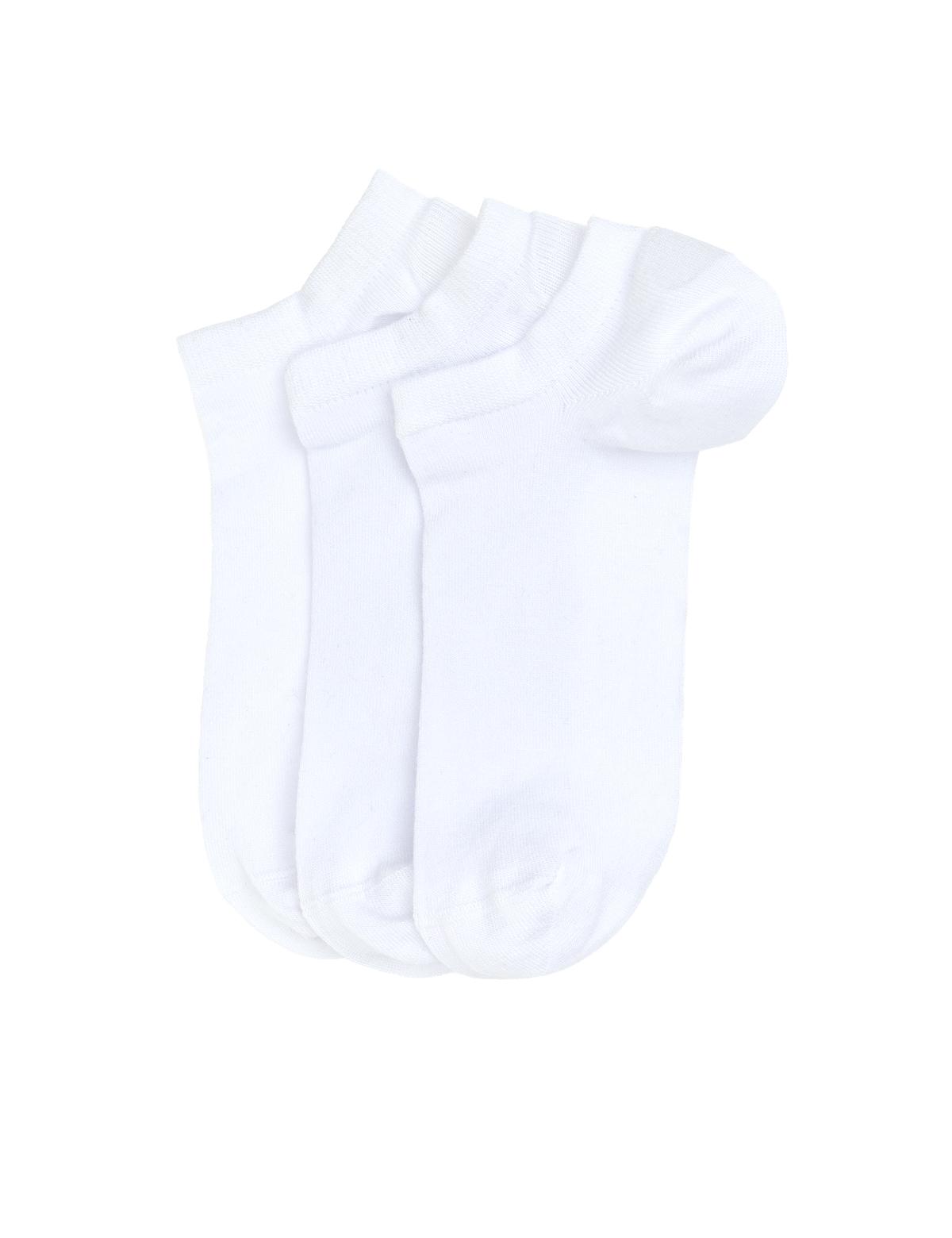 Erkek Bambu Karışımlı 3'lü Paket Beyaz Patik Basic Çorap