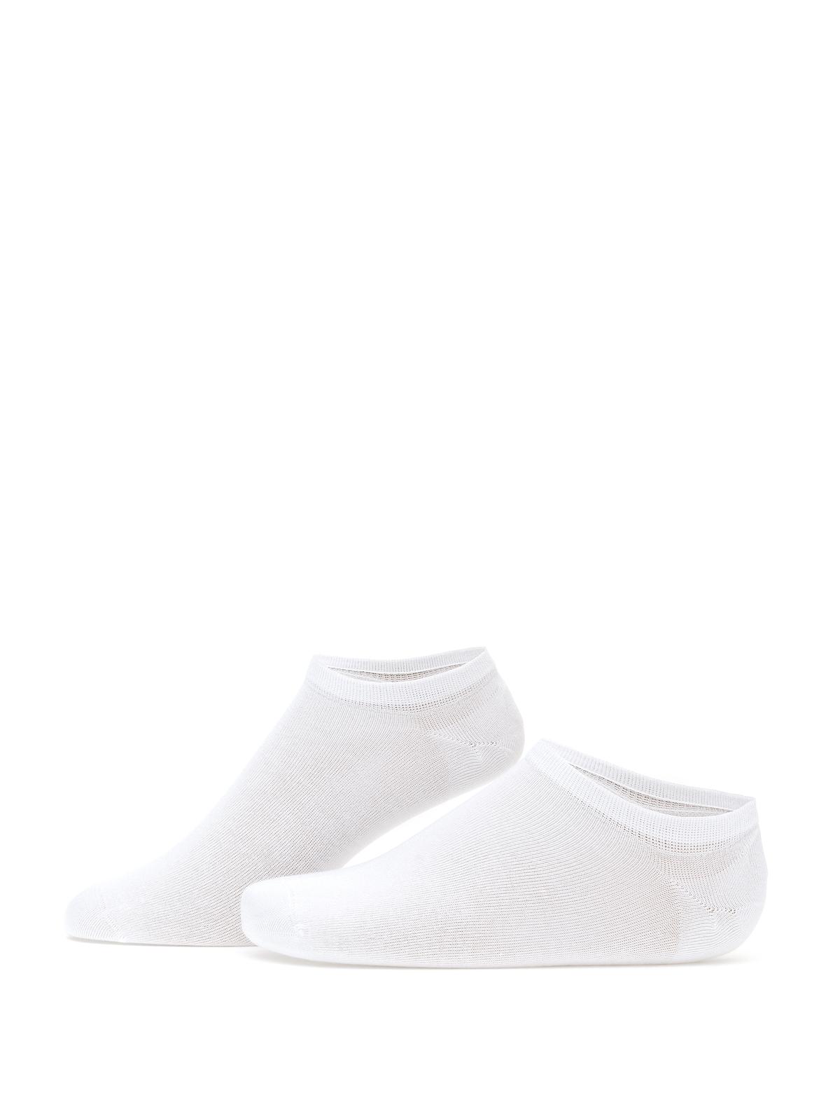 Erkek Bambu Karışımlı 3'lü Paket Beyaz Patik Basic Çorap - 50308479009