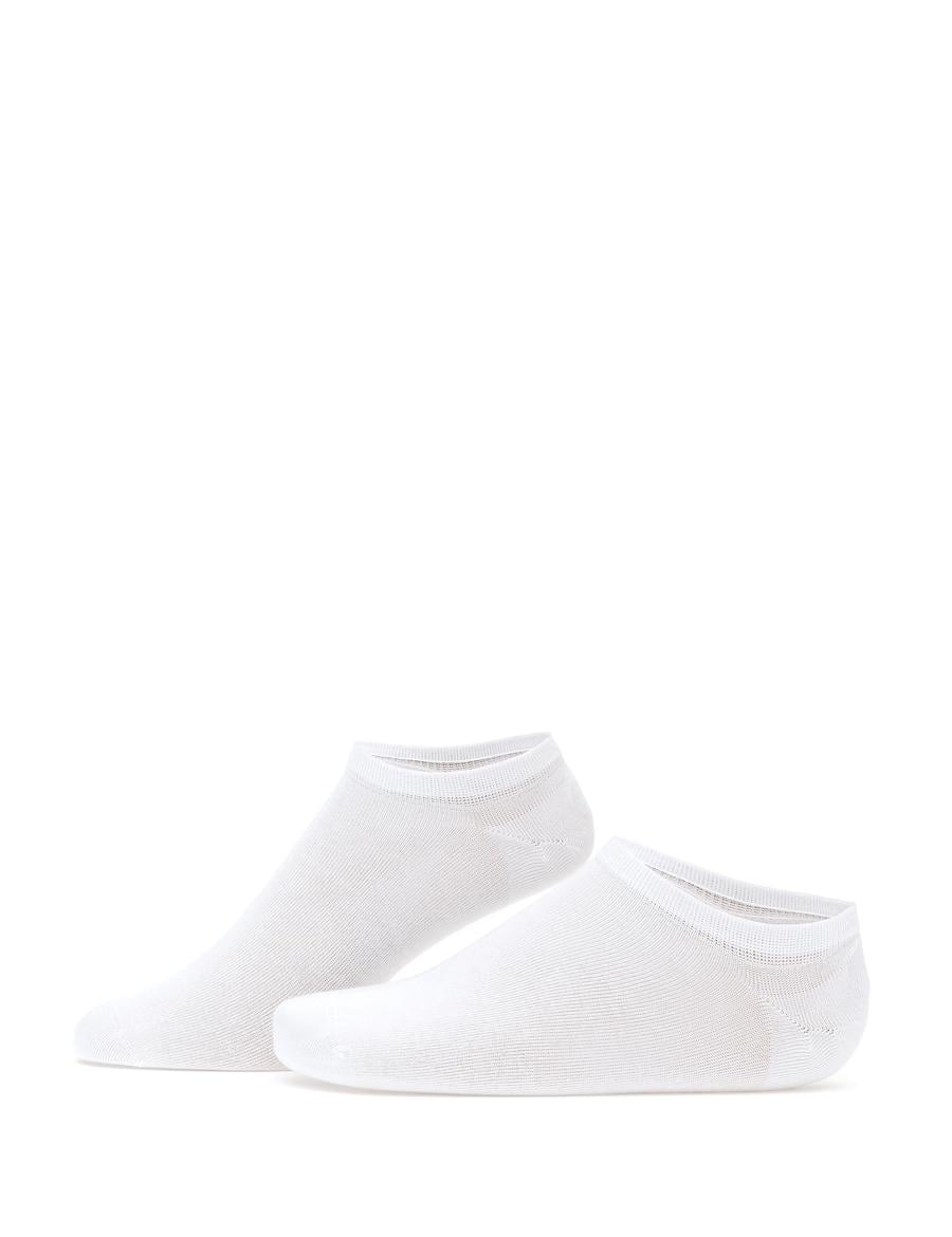 Erkek Bambu Karışımlı 3'lü Paket Beyaz Patik Basic Çorap