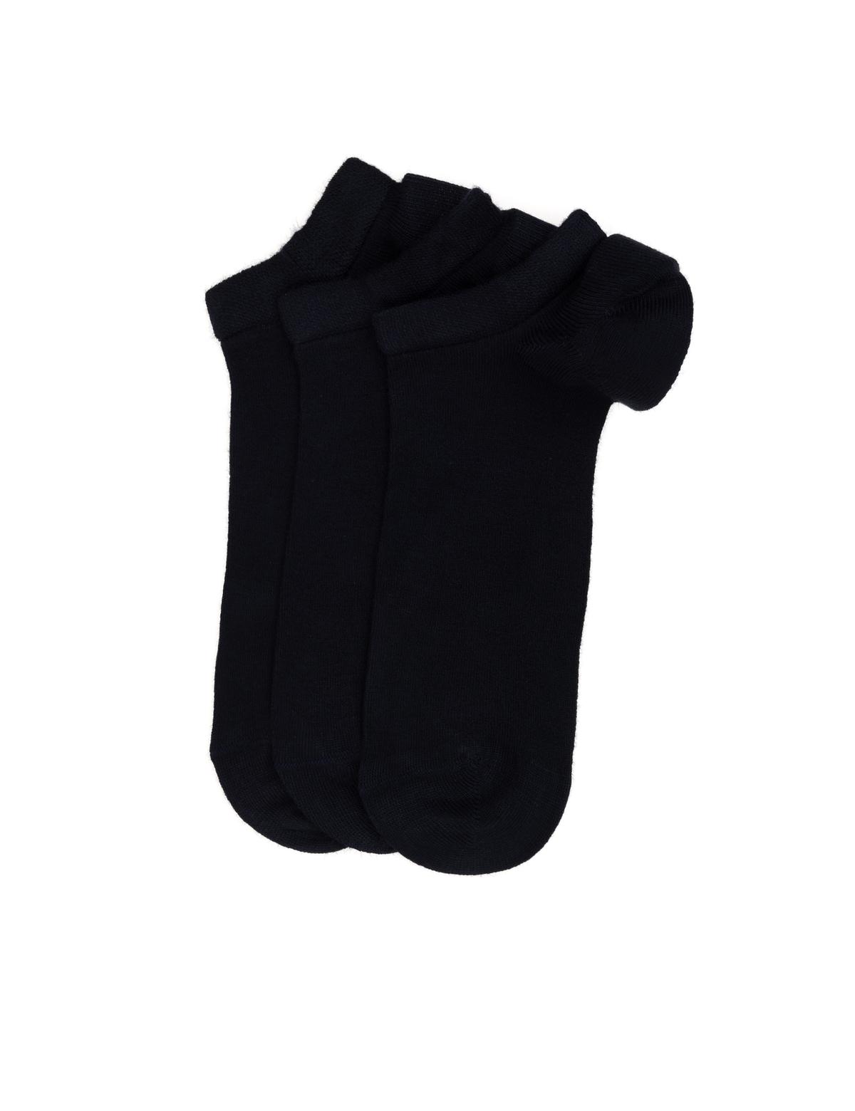 Erkek Bambu Karışımlı 3'lü Paket Lacivert Patik Basic Çorap