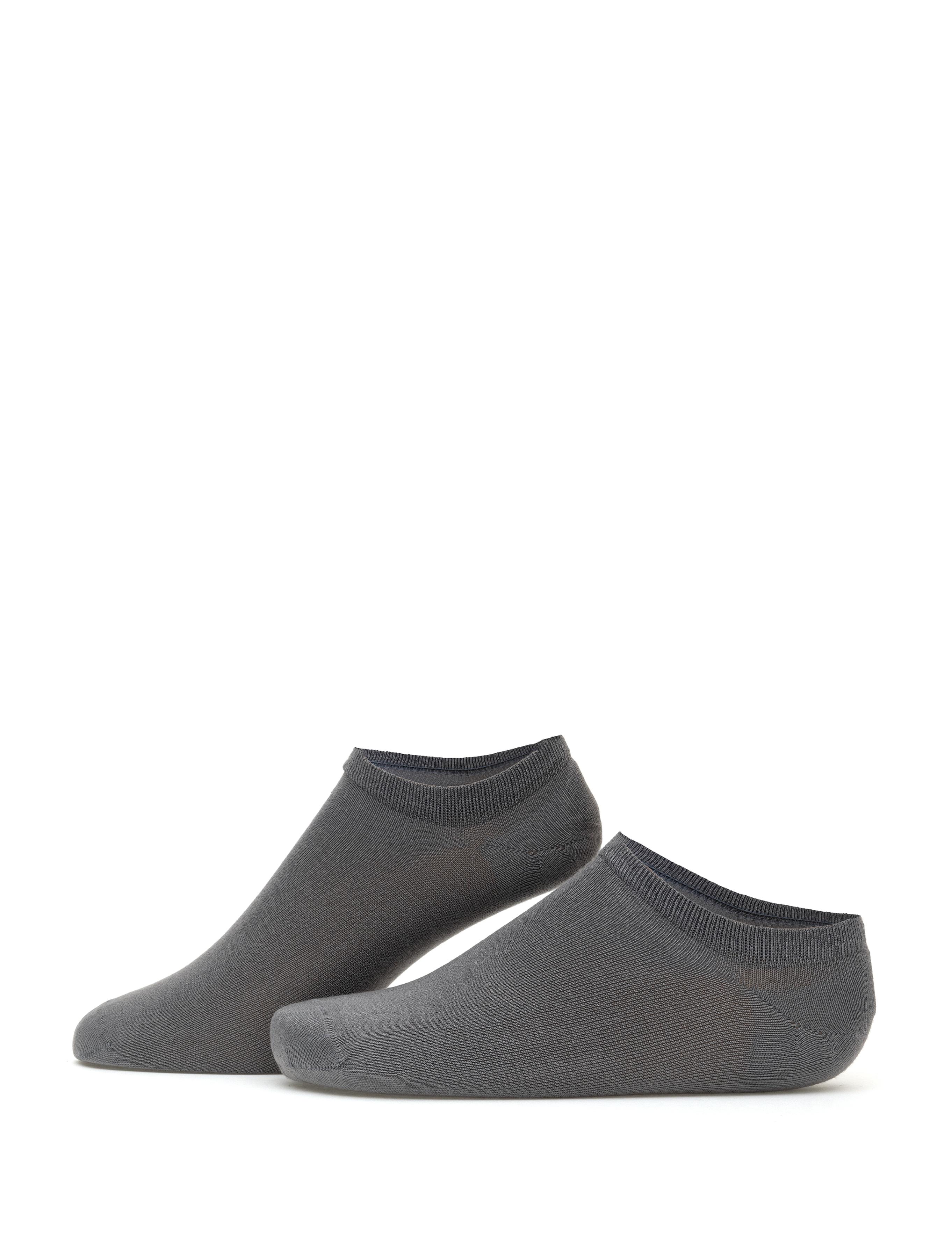 Erkek Bambu Karışımlı 3'lü Paket Gri Patik Basic Çorap