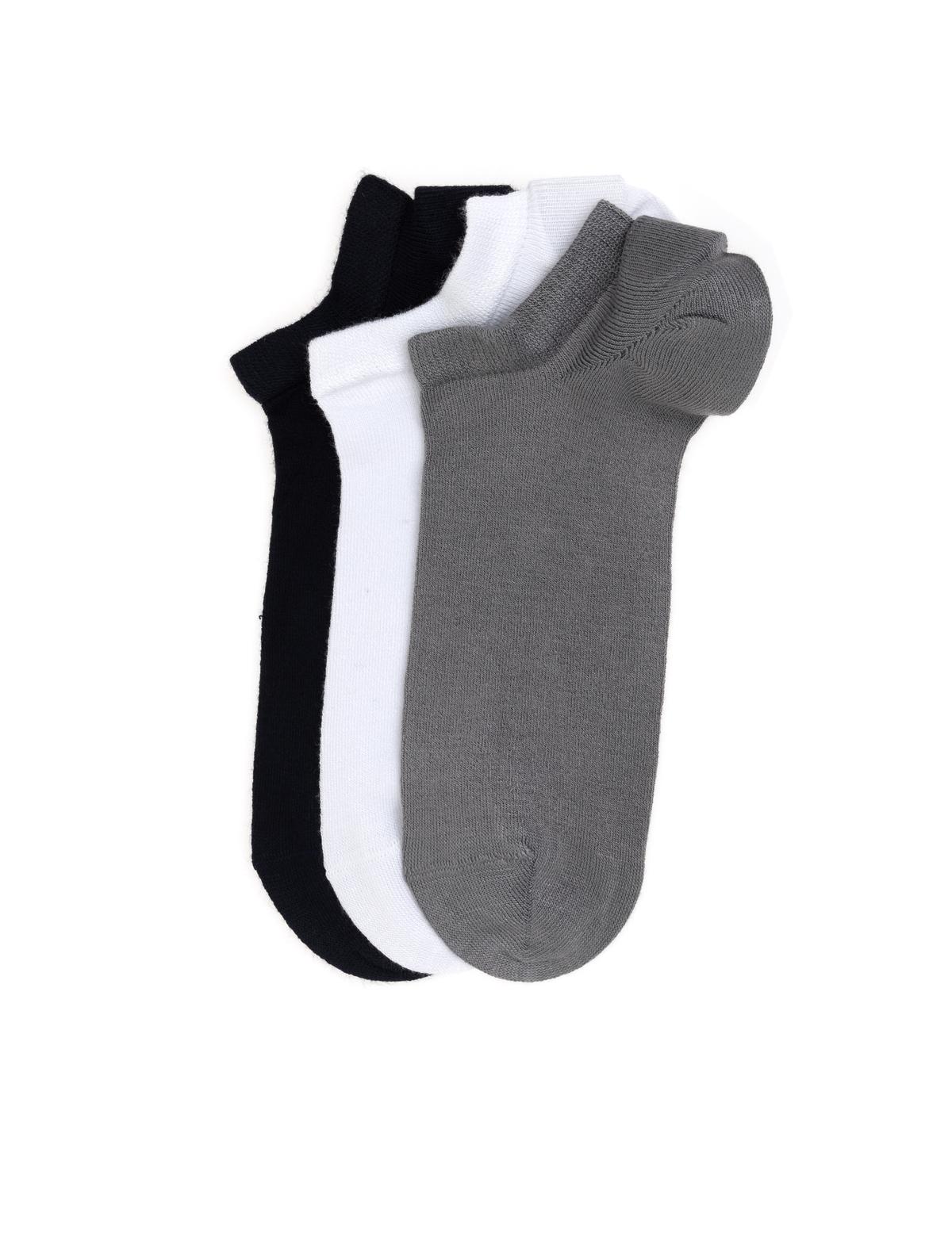 Erkek Bambu Karışımlı 3'lü Paket Gri Patik Basic Çorap