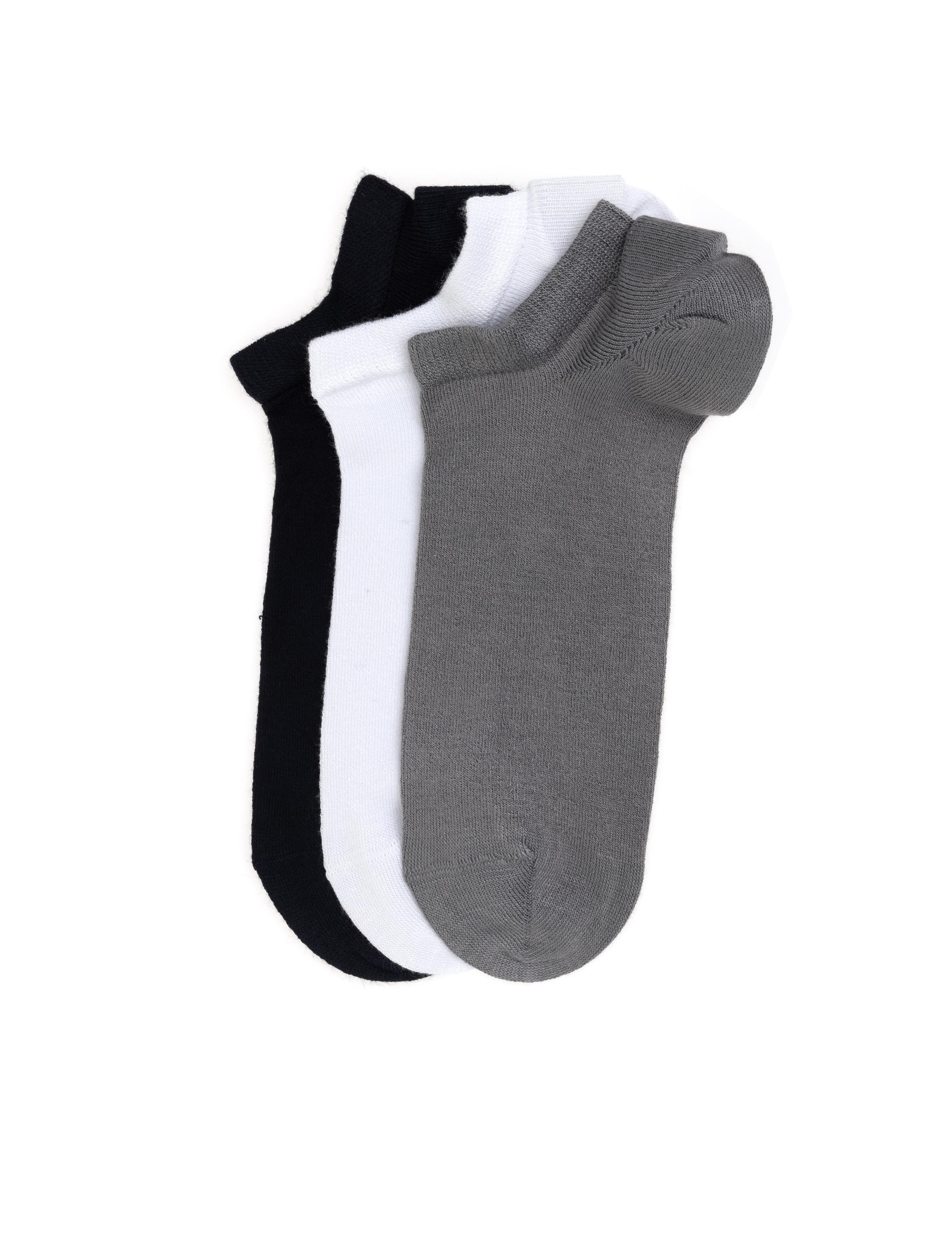 Erkek Bambu Karışımlı 3'lü Paket Gri Patik Basic Çorap