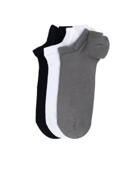 Erkek Bambu Karışımlı 3'lü Paket Gri Patik Basic Çorap - 50308480009