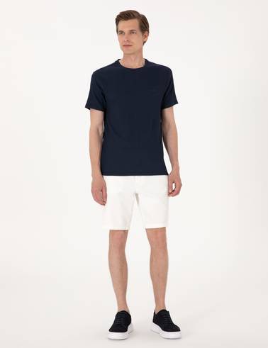Lacivert Slim Fit Bisiklet Yaka Tişört