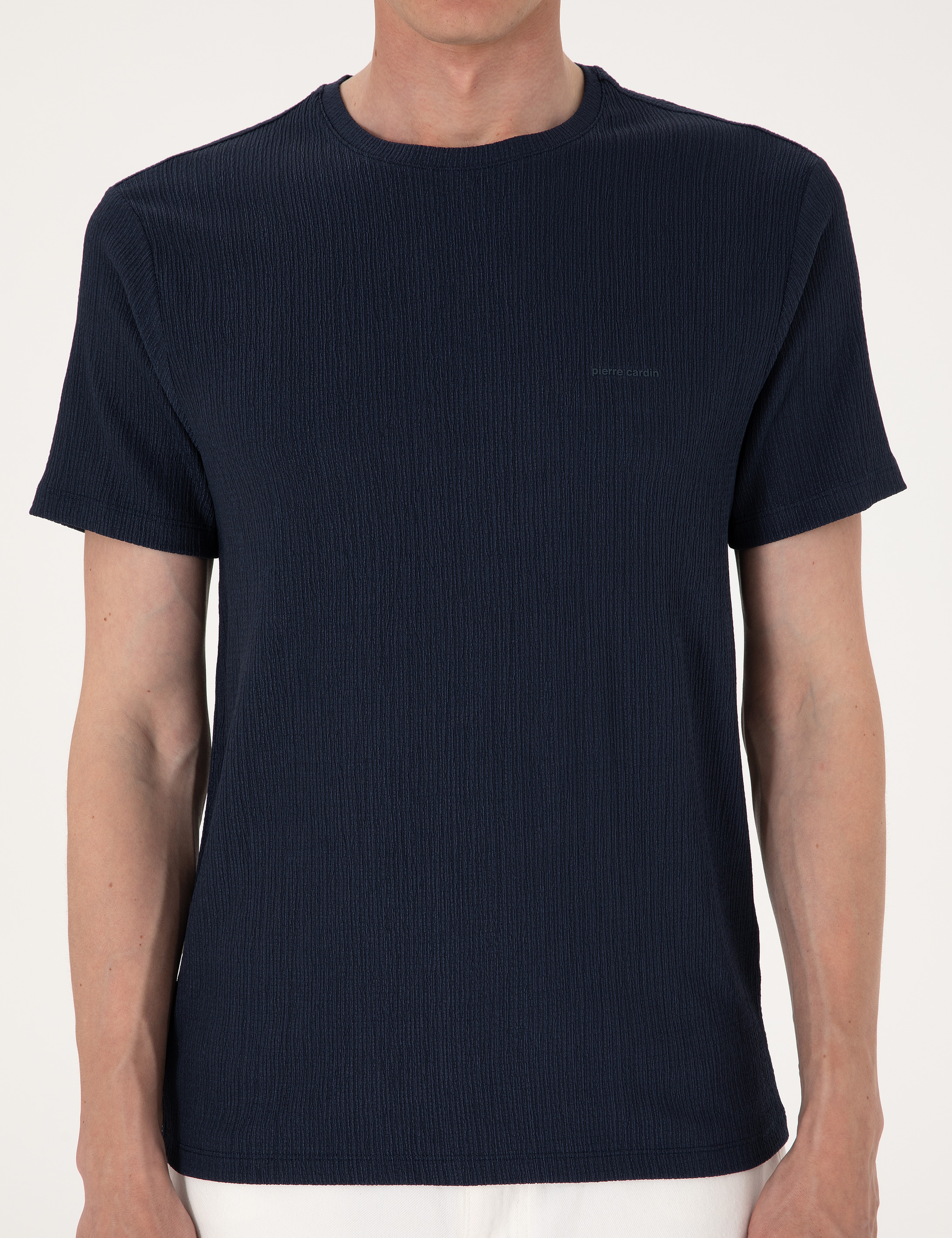 Lacivert Slim Fit Bisiklet Yaka Tişört