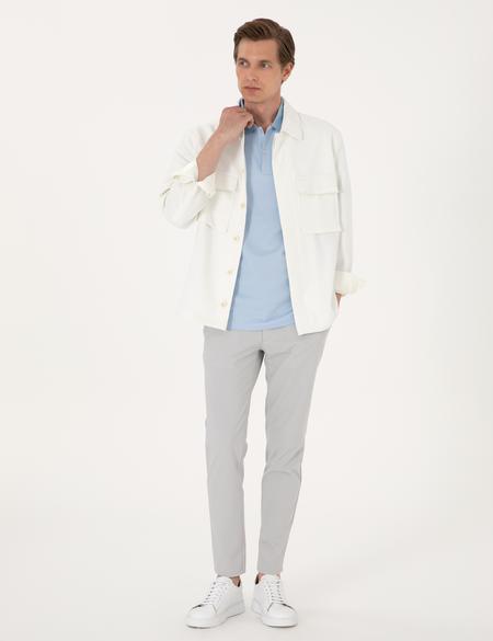 Beyaz Regular Fit Gömlek Ceket - 50305742017