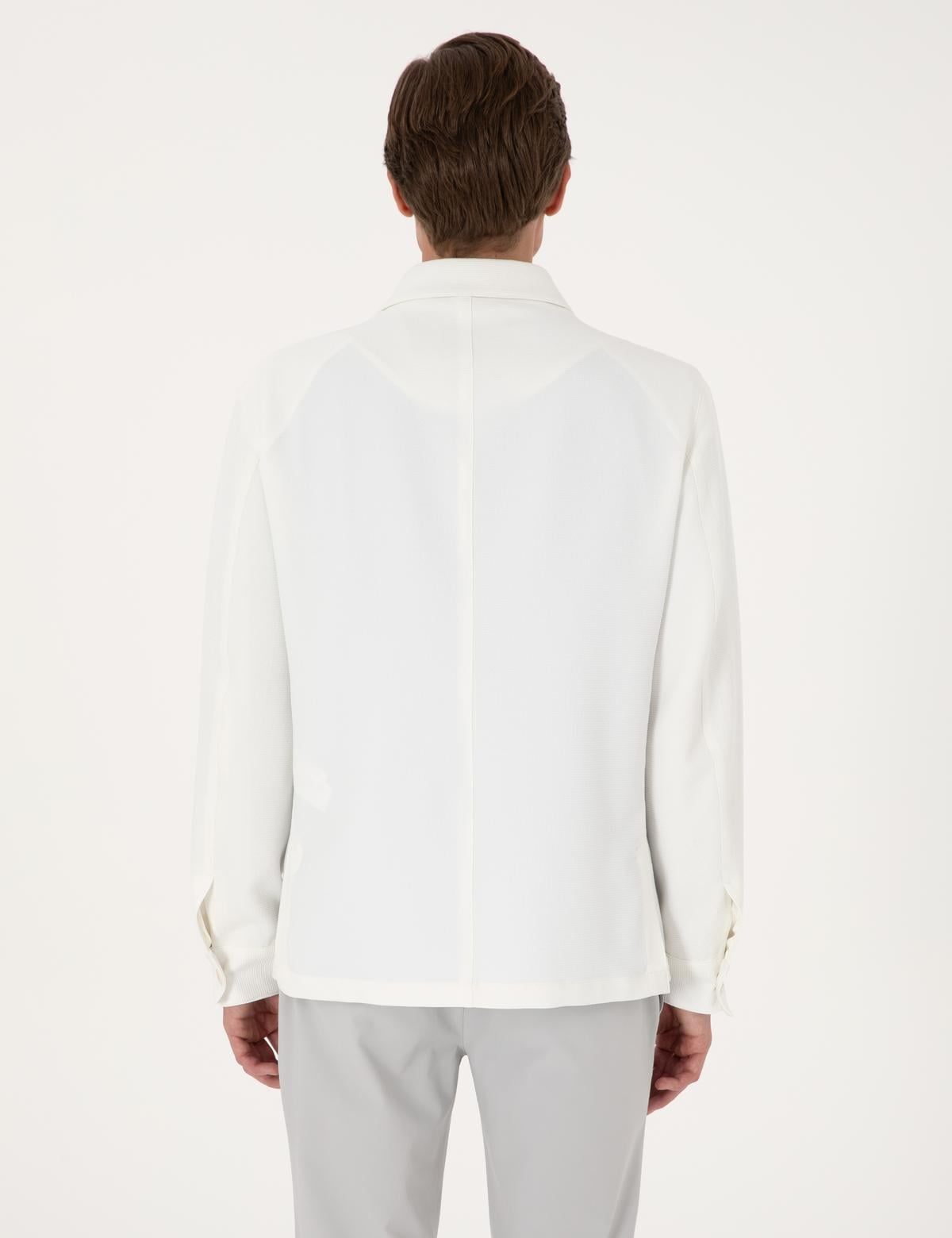Beyaz Regular Fit Gömlek Ceket - 50305742017