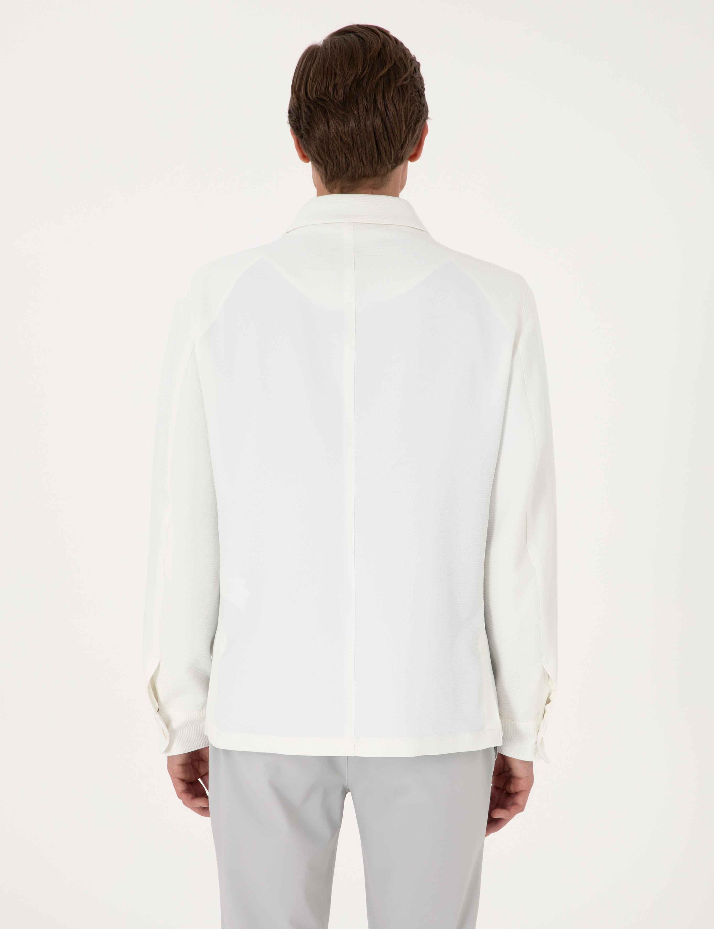 Beyaz Regular Fit Gömlek Ceket