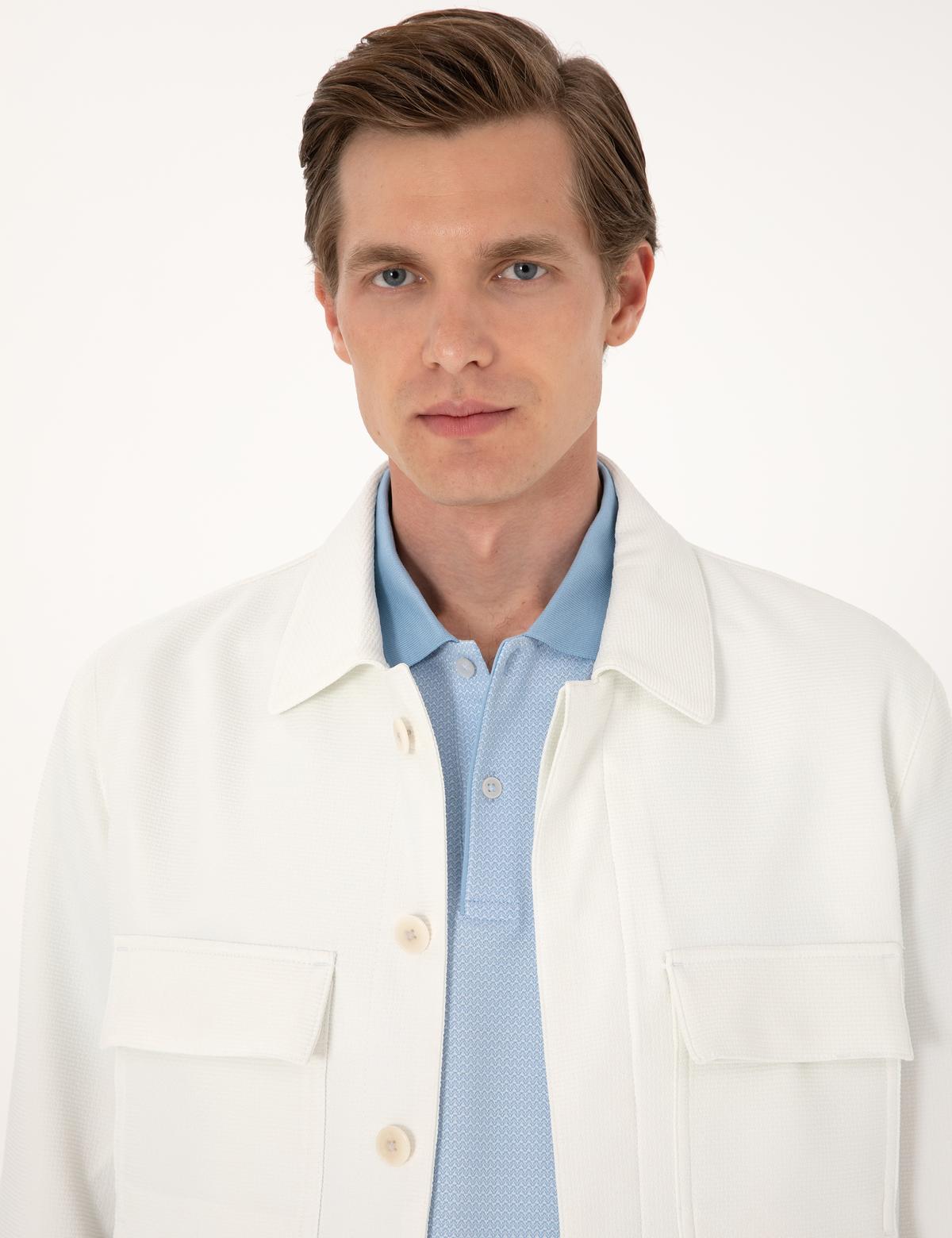 Beyaz Regular Fit Gömlek Ceket - 50305742017