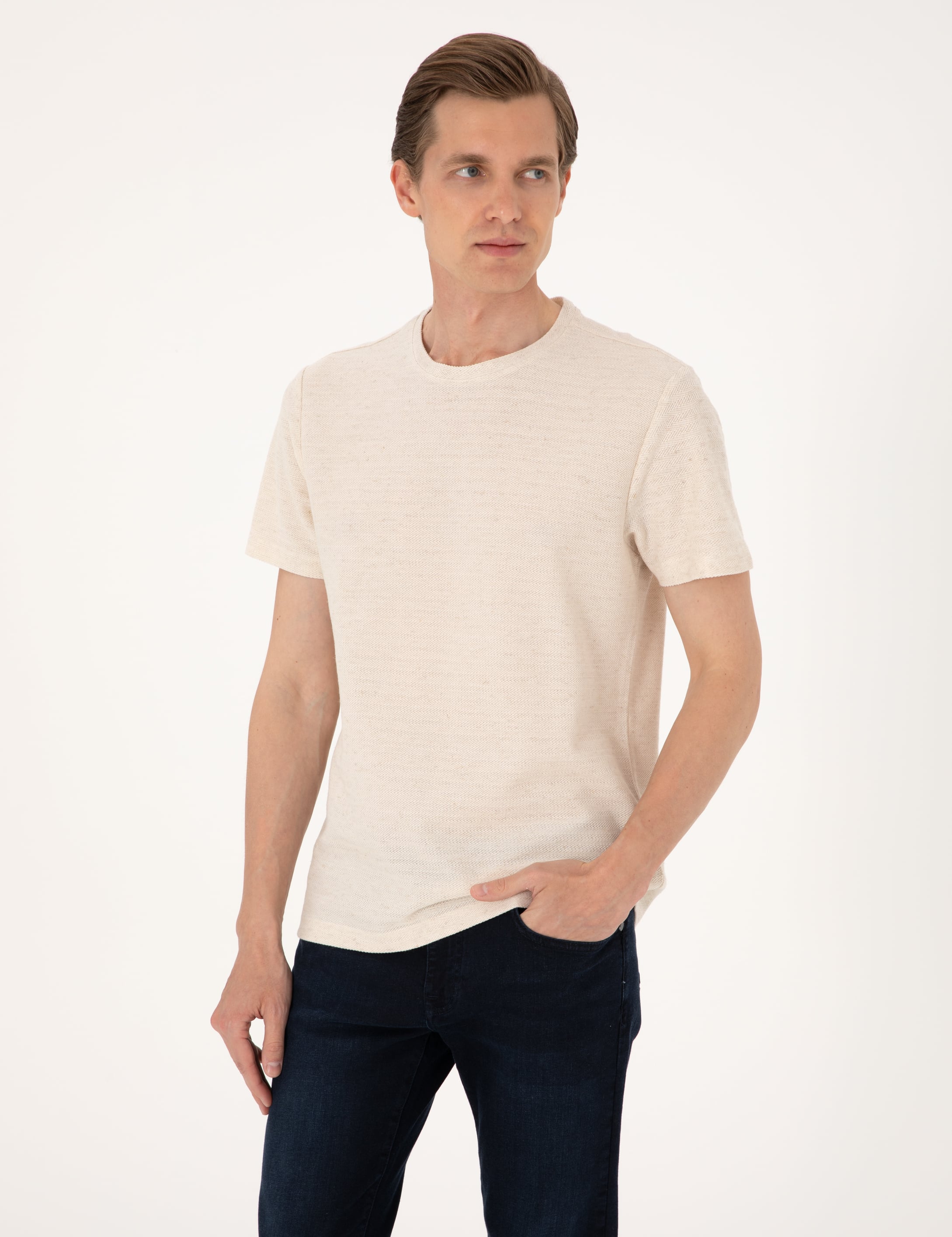 Bej Regular Fit Tişört - Image 1