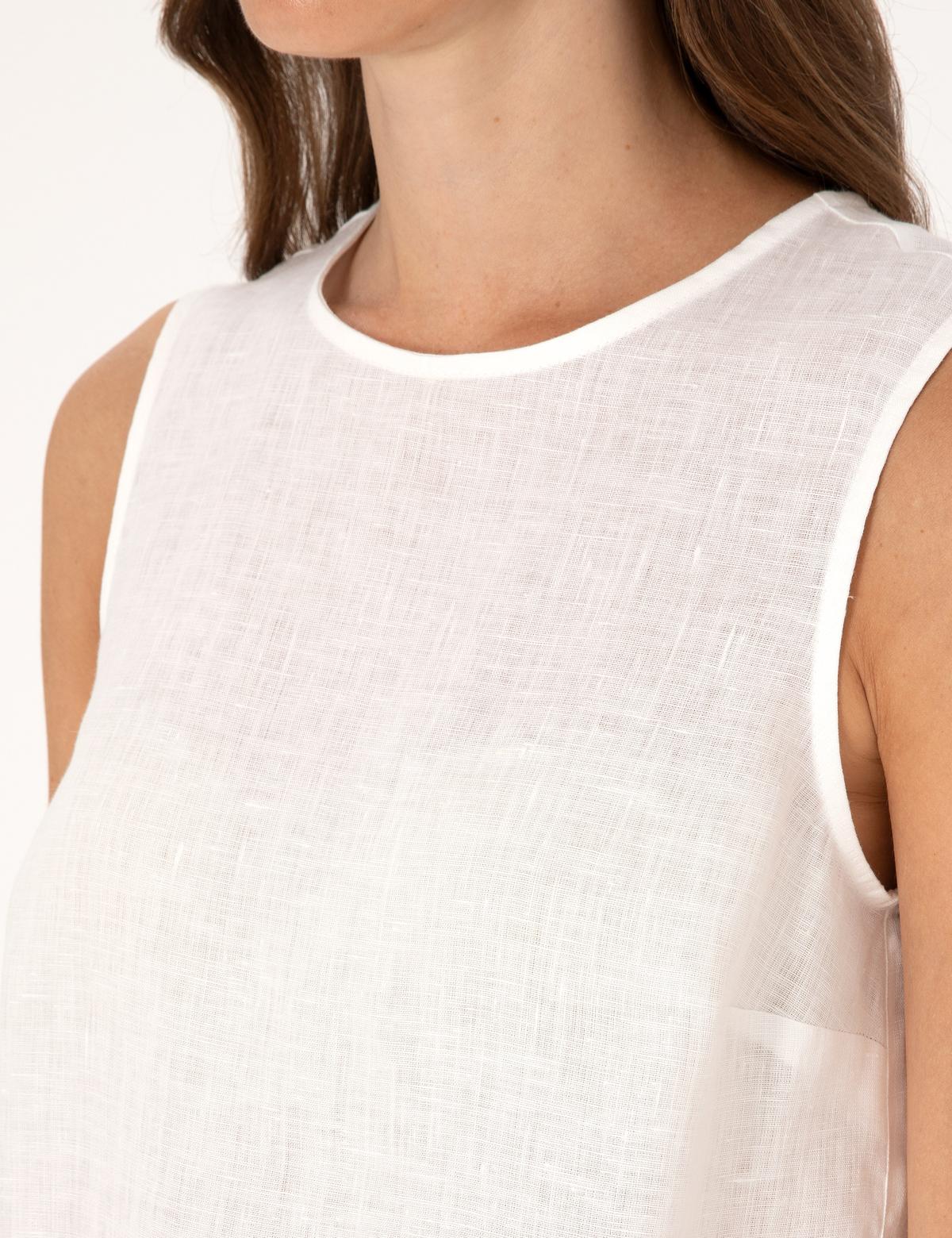 Beyaz Regular Fit Keten Bluz - 50309346011