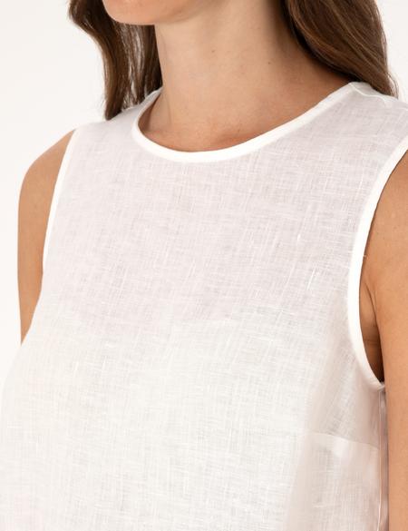 Beyaz Regular Fit Keten Bluz - 50309346011