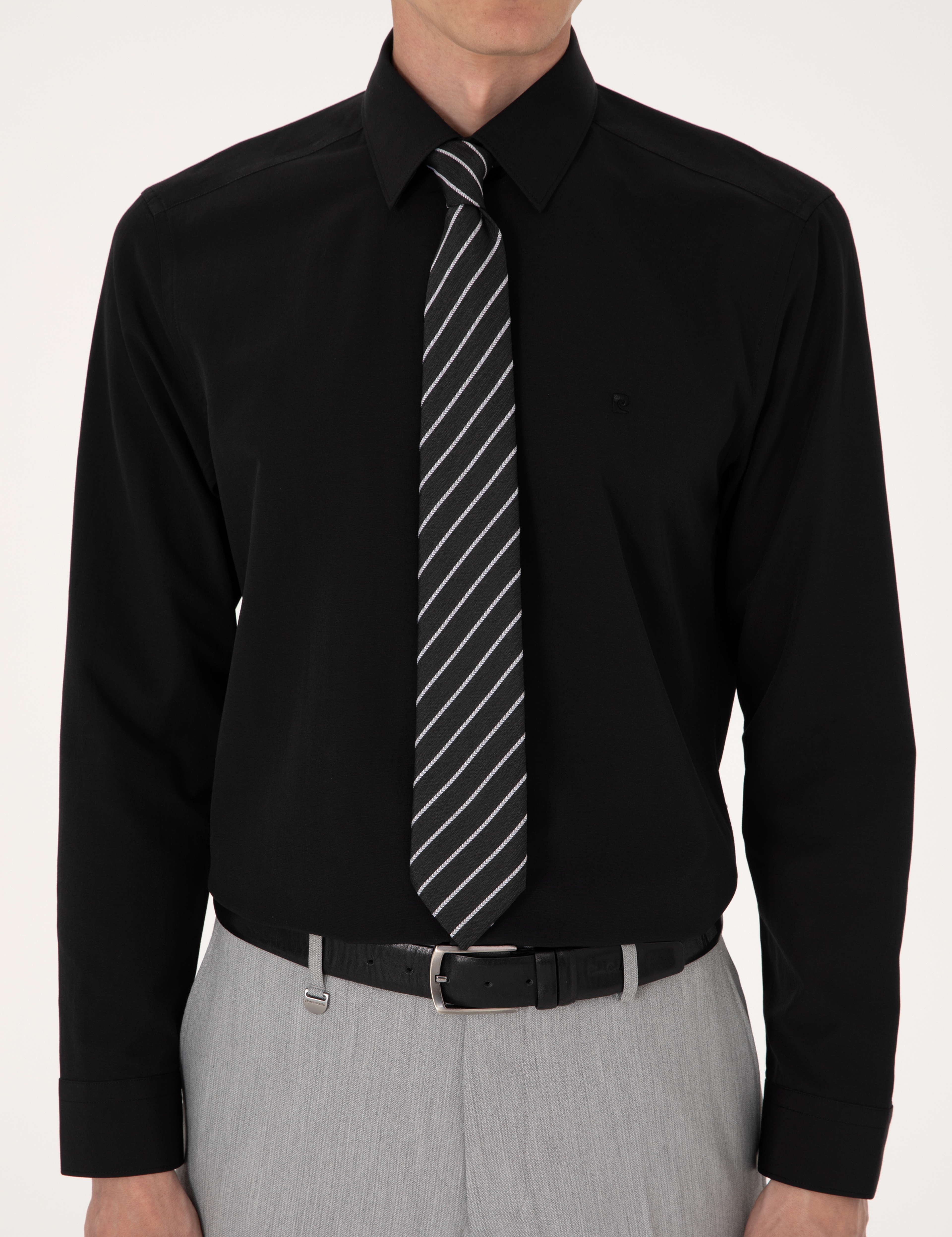 Siyah Slim Fit Uzun Kollu Basic Gömlek - Image 7