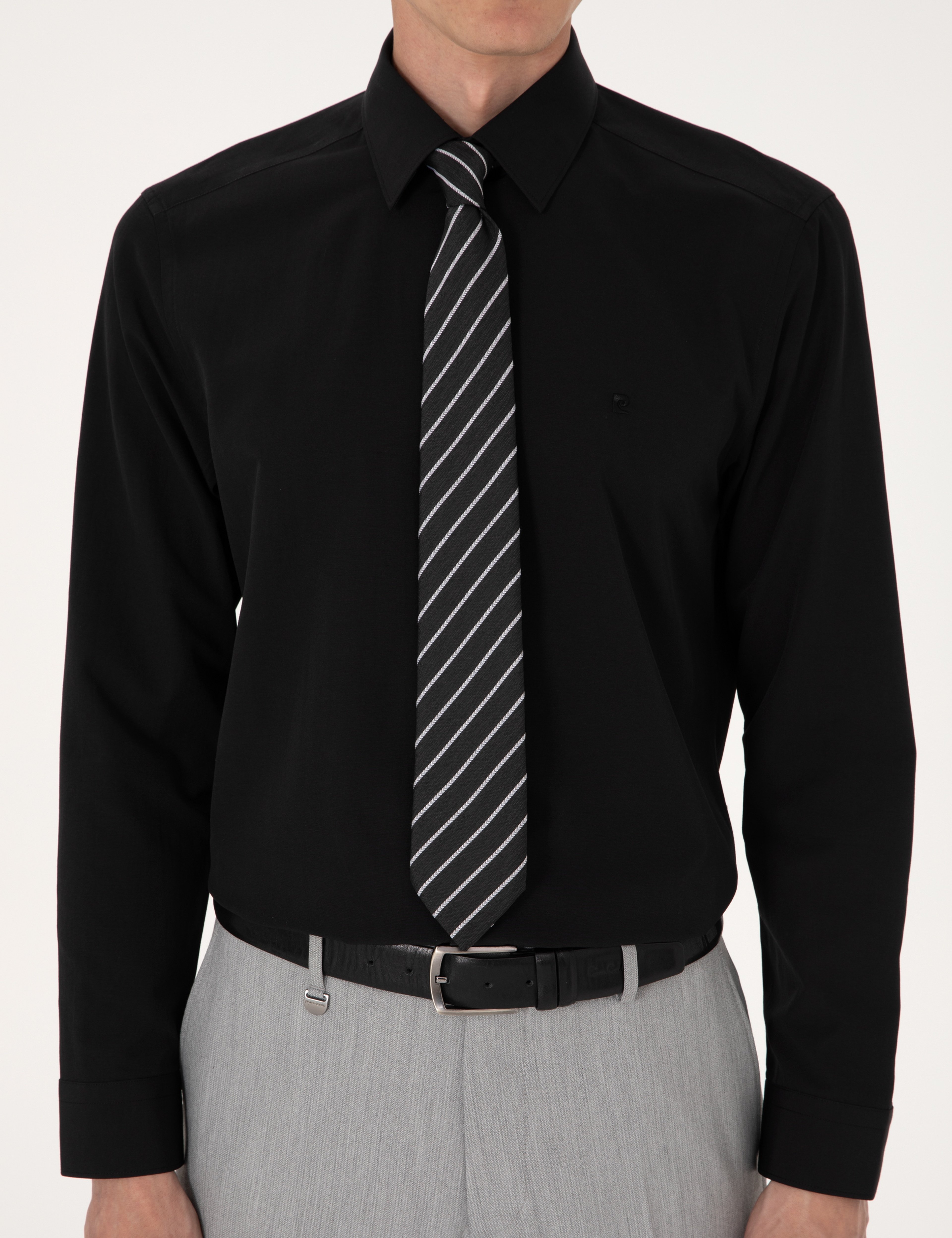 Siyah Slim Fit Uzun Kollu Basic Gömlek