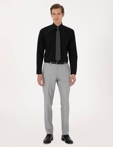 Siyah Slim Fit Uzun Kollu Basic Gömlek