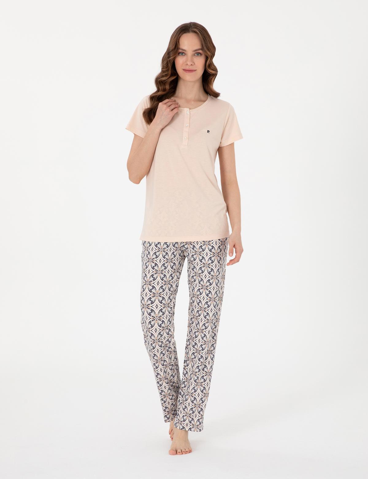 Bej Kısakollu Pijama Takımı - 50318971005