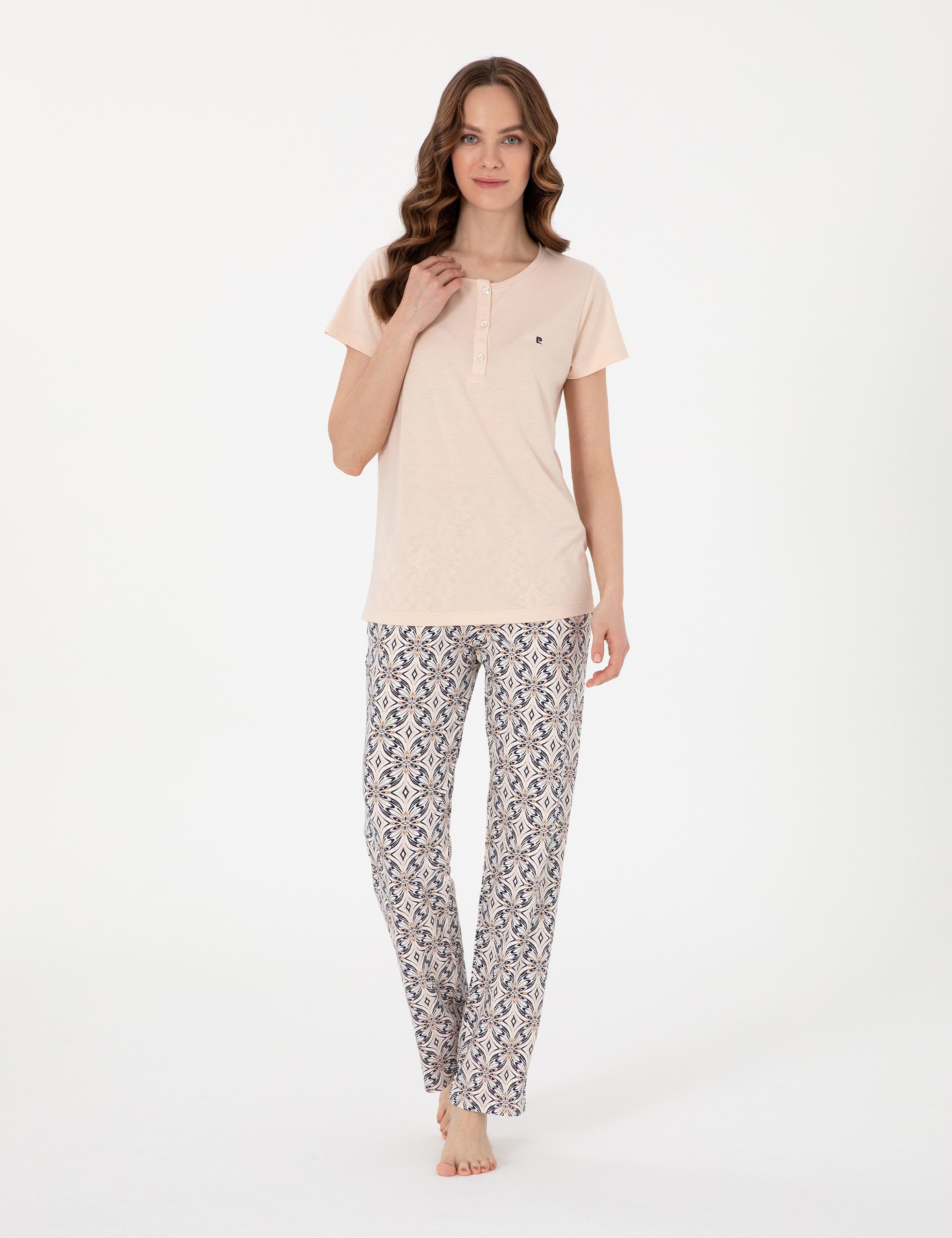 Bej Kısakollu Pijama Takımı